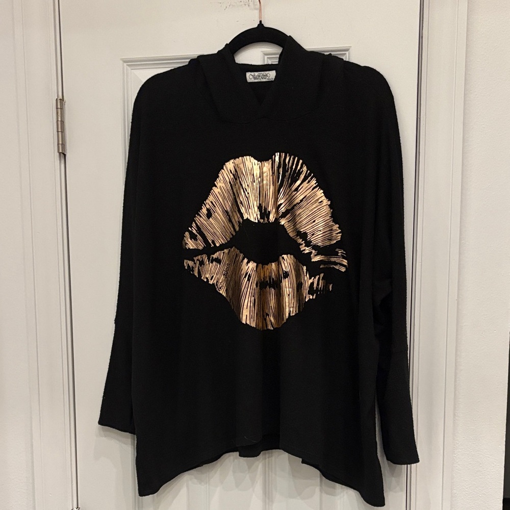 Lauren Moshi WILMA ROSE GOLD FOIL‎ LIP HOODIE